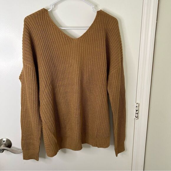 Fashion Nova | Tan beige knitted long sleeve sweater | Large - Picture 1 of 14